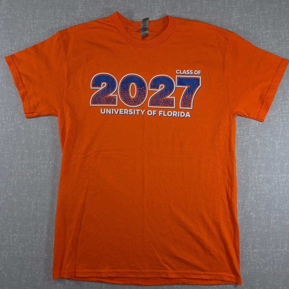 Gildan University of Florida UF Class of 2027 Orange T-Shirt Mens Medium Graphic